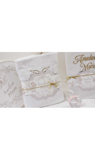 Trusou botez alb cu ingeri ideal pentru iarna Ingerul alb 14